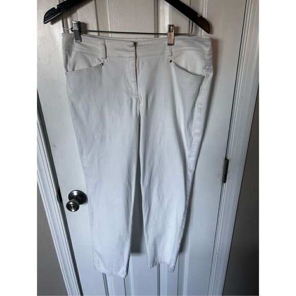 Cache white ankle pants size 8 stretchy jean dress pants - Picture 1 of 5